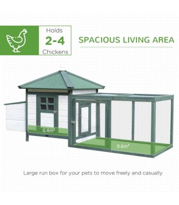 PawHut Chicken Coop Hen Poultry House w/ Nesting Box Outdoor Run Patio Wooden