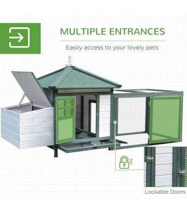 PawHut Chicken Coop Hen Poultry House w/ Nesting Box Outdoor Run Patio Wooden