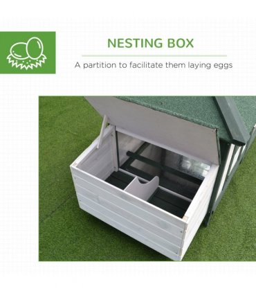 PawHut Chicken Coop Hen Poultry House w/ Nesting Box Outdoor Run Patio Wooden