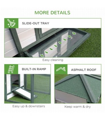PawHut Chicken Coop Hen Poultry House w/ Nesting Box Outdoor Run Patio Wooden