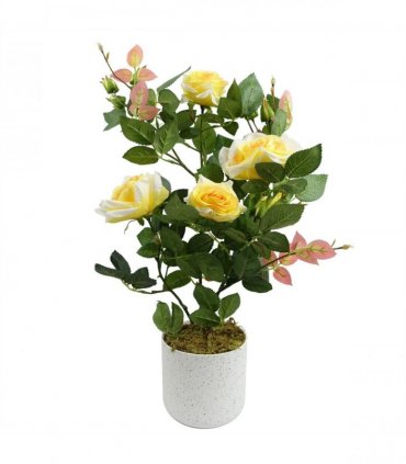 50cm Artificial Yellow Rose Plant