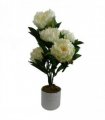 55cm Artificial White Peony Plant