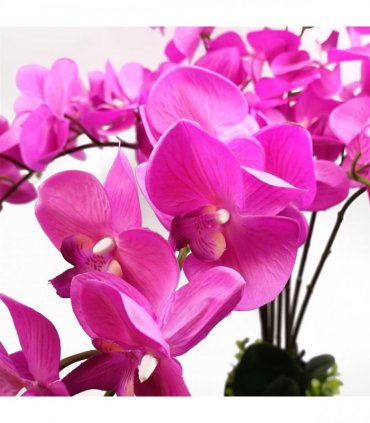 85cm Artificial Deluxe Bush Orchid - Dark Pink with Black Pot