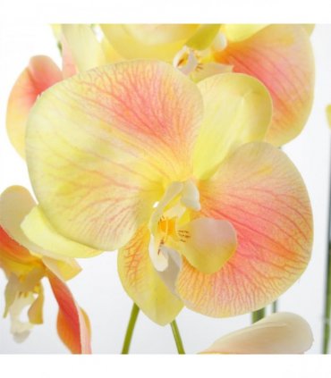 110cm Large Yellow Peach Orchid Plant - Artifcial - 41 REAL TOUCH flowers