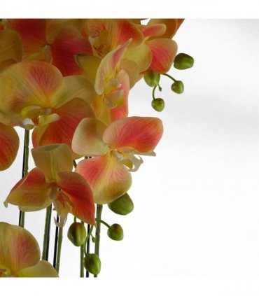 110cm Large Yellow Peach Orchid Plant - Artifcial - 41 REAL TOUCH flowers