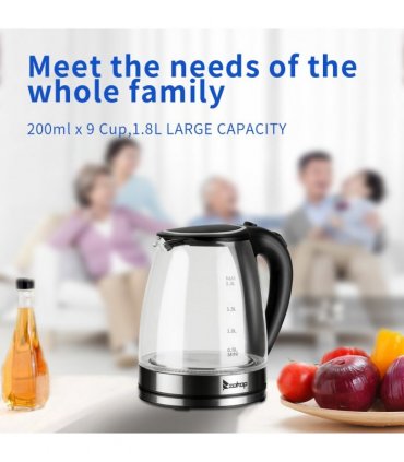 [Same model: 94353526] HD-1857-A 220V 2000W 1.8L Electric Glass Kettle UK Plug