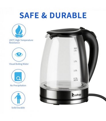 [Same model: 94353526] HD-1857-A 220V 2000W 1.8L Electric Glass Kettle UK Plug
