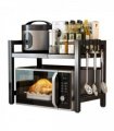 Black single-layer double bar with 6 hooks and extendable kitchen storage rack