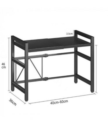 Black single-layer double bar with 6 hooks and extendable kitchen storage rack