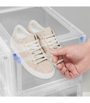 6 Pack Transparent Shoe Storage Boxes Hard Plastic Stackable Shoe Box Organiser
