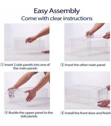 6 Pack Transparent Shoe Storage Boxes Hard Plastic Stackable Shoe Box Organiser