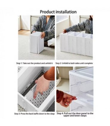 6 Tier Plastic Shoe Storage Box Stackable Foldable Boxes Trainers Organiser