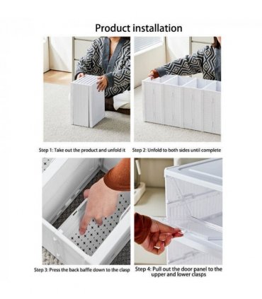 6 Tier Plastic Shoe Storage Box Stackable Foldable Boxes Trainers Organiser