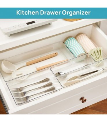 25Pcs Draw Organiser Plastic Box Desk Drawer Fridge Trays Makeup Storage Divider