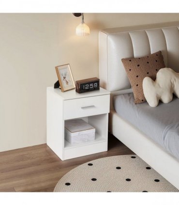 2-Tier Nightstand Set of 2, Bedside Cabinet End Table for Bedroom Home Office, White