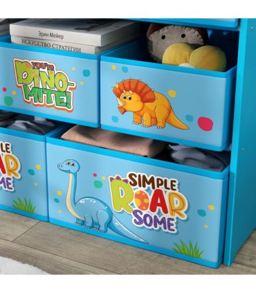 AIYAPLAY 3-Tier Toy Organiser Shelf with 9 Storage Boxes for Bedroom Blue