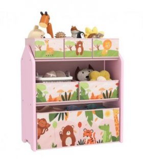 AIYAPLAY Kids Toy Storage Unit with 6 Storage Boxes for Playroom, Pink