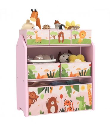 AIYAPLAY Kids Toy Storage Unit with 6 Storage Boxes for Playroom, Pink