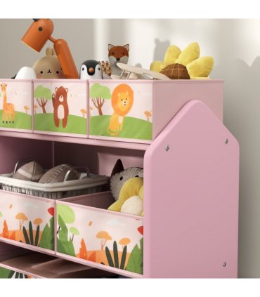 AIYAPLAY Kids Toy Storage Unit with 6 Storage Boxes for Playroom, Pink