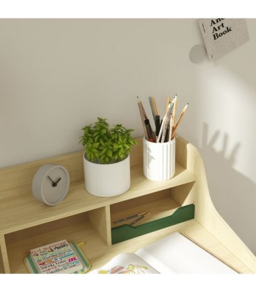 AIYAPLAY Kids Desk and Chair Set with Storage Shelves, Drawer, Green