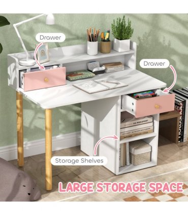 AIYAPLAY Kids Desk and Chair Set for Studying, Reading and Drawing - Pink