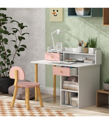 AIYAPLAY Kids Desk and Chair Set for Studying, Reading and Drawing - Pink
