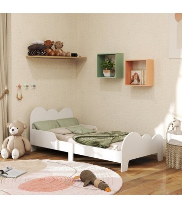 AIYAPLAY Cloud-Themed Toddler Bed with Safety Rails, 143.5 x 74.5 x 56cm