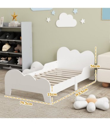 AIYAPLAY Cloud-Themed Toddler Bed with Safety Rails, 143.5 x 74.5 x 56cm