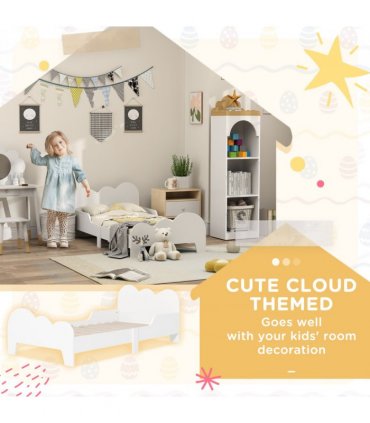 AIYAPLAY Cloud-Themed Toddler Bed with Safety Rails, 143.5 x 74.5 x 56cm