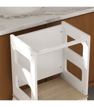 AIYAPLAY 2 in 1 Toddler Tower w/ Chalkboard, Safety Rail, for Kitchen, Sink