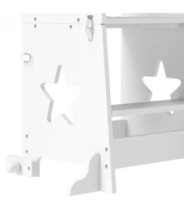 AIYAPLAY 2 in 1 Toddler Step Stool with Safety Rail for Kitchen, White