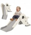 AIYAPLAY 3 in1 Kids Slide with Basketball Hoop, Climber, Cream White