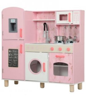 AIYAPLAY Play Kitchen Kids Kitchen Set with Lights and Sounds - Pink
