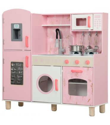 AIYAPLAY Play Kitchen Kids Kitchen Set with Lights and Sounds - Pink