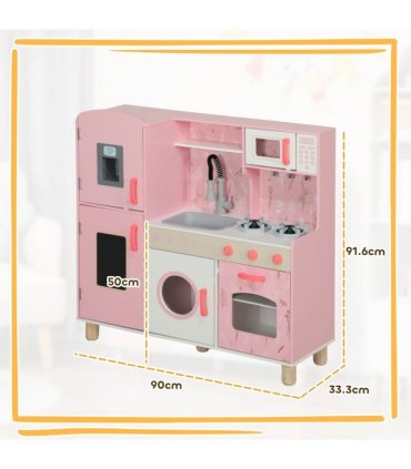 AIYAPLAY Play Kitchen Kids Kitchen Set with Lights and Sounds - Pink