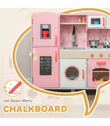 AIYAPLAY Play Kitchen Kids Kitchen Set with Lights and Sounds - Pink