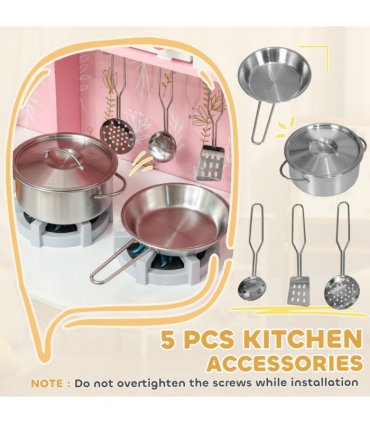 AIYAPLAY Play Kitchen Kids Kitchen Set with Lights and Sounds - Pink