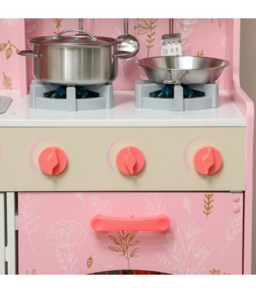 AIYAPLAY Play Kitchen Kids Kitchen Set with Lights and Sounds - Pink