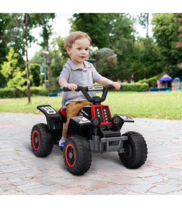 AIYAPLAY 6V Electric Quad Bike for Kids w/ Forward Backward, Black and Red