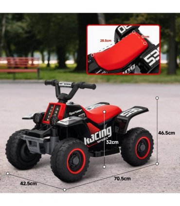 AIYAPLAY 6V Electric Quad Bike for Kids w/ Forward Backward, Black and Red