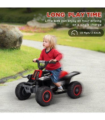 AIYAPLAY 6V Electric Quad Bike for Kids w/ Forward Backward, Black and Red