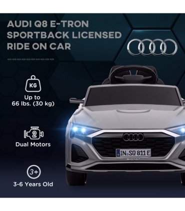 AIYAPLAY Audi Q8 e-tron Sportback Kids Electric Car w/ Remote - Grey