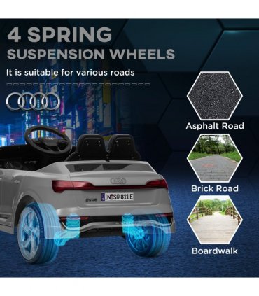 AIYAPLAY Audi Q8 e-tron Sportback Kids Electric Car w/ Remote - Grey