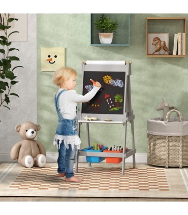 AIYAPLAY Double Sided Art Easel for Kids with Paper Roll