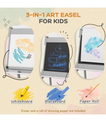 AIYAPLAY Double Sided Art Easel for Kids with Paper Roll