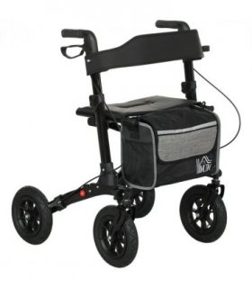 HOMCOM Rollator Walker with Padded Seat, Backrest, All-terrain Wheels