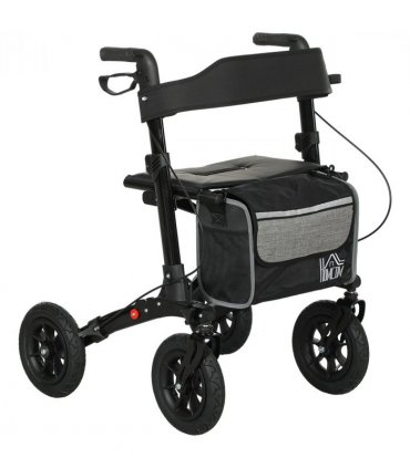 HOMCOM Rollator Walker with Padded Seat, Backrest, All-terrain Wheels