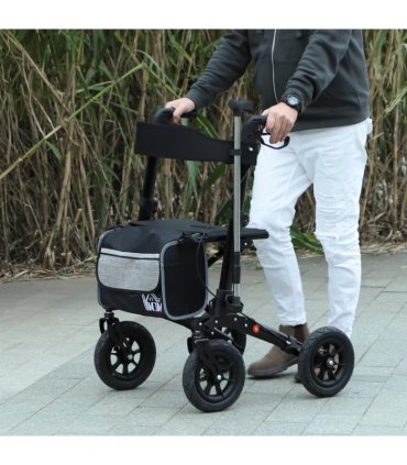 HOMCOM Rollator Walker with Padded Seat, Backrest, All-terrain Wheels
