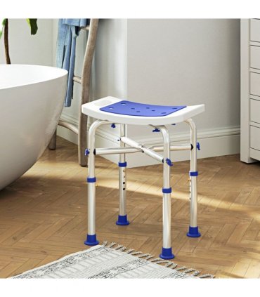 HOMCOM Adjustable Shower Stool with Foot Pads for Elderly Disabled Purple