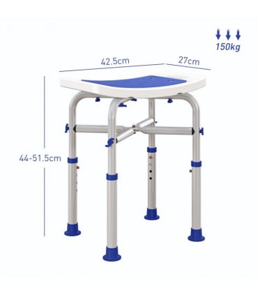 HOMCOM Adjustable Shower Stool with Foot Pads for Elderly Disabled Purple